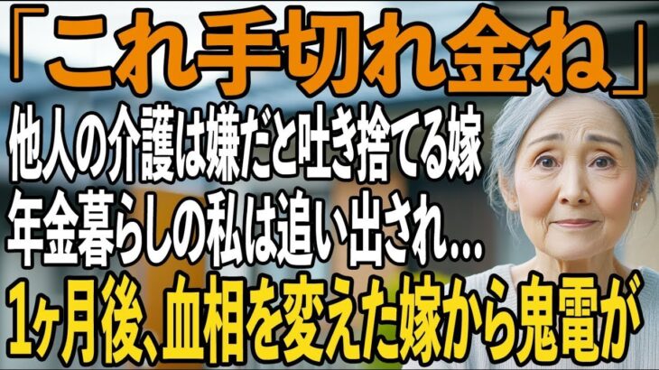 「これ手切れ金ね」月60000円の年金暮らしの私を「他人の介護は嫌」と追い出す嫁→1ヶ月後、真実を知った嫁は血相を変え…【シニアライフ】【60代以上の方へ】
