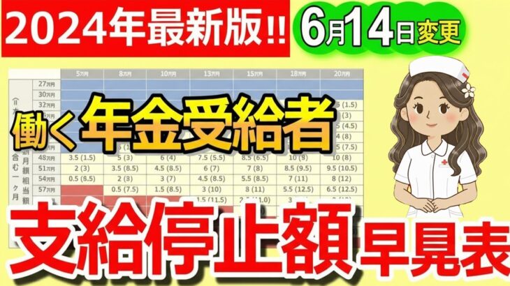 ❀【要確認！】6月14日支給分から年金減額の基準額が改定！支給停止額がひと目でわかる早見表も紹介！【在職老齢年金】❀