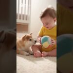 とてもかわいい赤ちゃんと小さくてかわいい子犬とのラブラブな映像 #shors