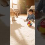 とてもかわいい赤ちゃんと小さくてかわいい子犬とのラブラブな映像 #shors