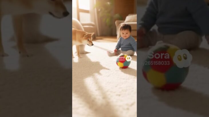 とてもかわいい赤ちゃんと小さくてかわいい子犬とのラブラブな映像 #shors