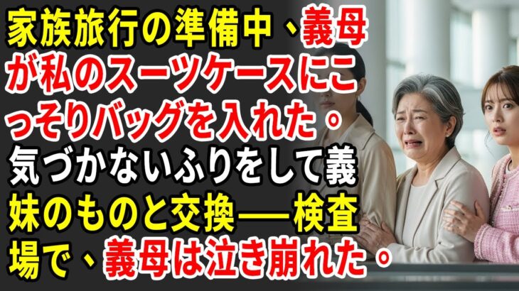 家族旅行の準備中、義母が私のスーツケースにこっそりバッグを入れた。気づかないふりをして義妹のものと交換——検査場で、義母は泣き崩れた。【静かな復讐】【シニアライフ】