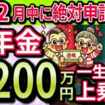 【12月に申請しないと大損する高額年金給付神制度】年金に＋200万円一生涯上乗せ！60代のねんきん定期便に載らない高額年金制度3選を完全解説します