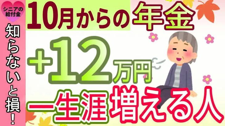 2024年令和6年10月からの年金 これ知らないと年金の受け取りに100万円以上差がつく！？ 10月からの年金が+12万円増える人 65歳以降に年金をさらに増やす方法