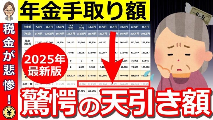 🌸【2025年最新版】年金の手取り額が衝撃！『年金の手取り額早見表』は必ず確認して！今からできる対策も解説。🌸