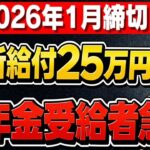 🌸 【緊急】※政府が2026年に重大発表‼︎年金へ一生25万5千円の増額措置！生涯1000万円超の給付金を完全解説！🌸