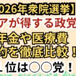 【2026衆院選】シニアが得する政党ベスト5！ワースト1位の政党が勝てば老後は終わります…。