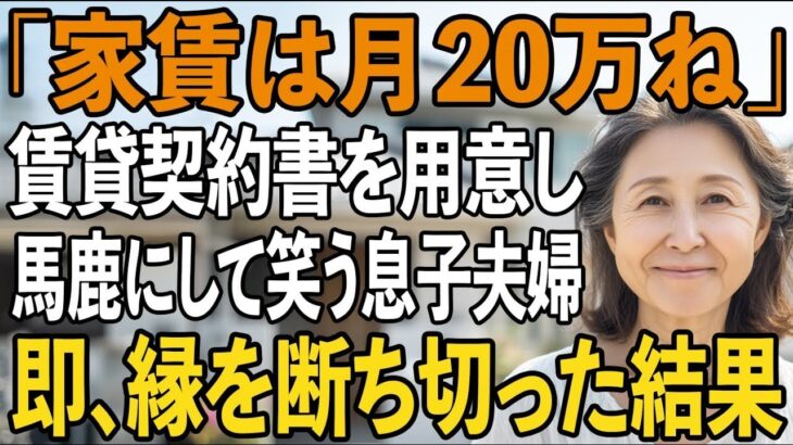 「同居するなら月20万お願い」賃貸契約書を手渡し、家賃を要求して嘲笑する息子夫婦。私は黙ってその場を去ると→援助も縁も断ち切ってやりました【シニアライフ】【60代以上の方へ】
