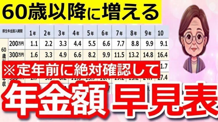 🌸【保存版】60歳以降も働くと年金はいくら増える？2つの早見表でわかりやすく解説します！【経過的加算 在職定時改定】🌸