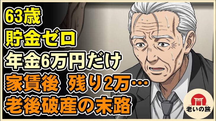 【漫画】63歳、貯金ゼロ。国民年金6万円だけで余生を生きられるのか？家賃払って残り2万…老後破産の末路【シニアライフ】【60代以上の方へ】