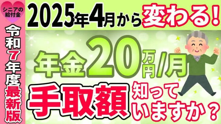 【令和7年4月から】年金20万円⧸月の驚きの手取り額!？税金でこんなにも天引きされるの？年金支給額240万円⧸年もらえる人の手取額を分かりやすく解説【所得税・住民税・国民健康保険料・介護保険料】
