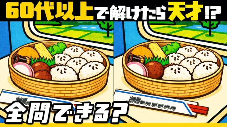 【高齢者向け】脳トレ｜間違い探し《8問》電車の旅編 No.054