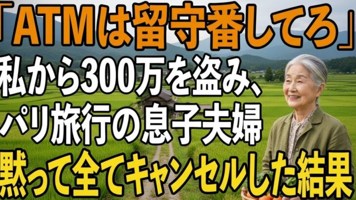 「ATMは空港で留守番してろ」家族旅行当日、私から300万を盗み置き去りにした息子夫婦。私は微笑み全ての予約をキャンセル→直後、旅行先で2人は大発狂【シニアライフ】【60代以上の方へ】