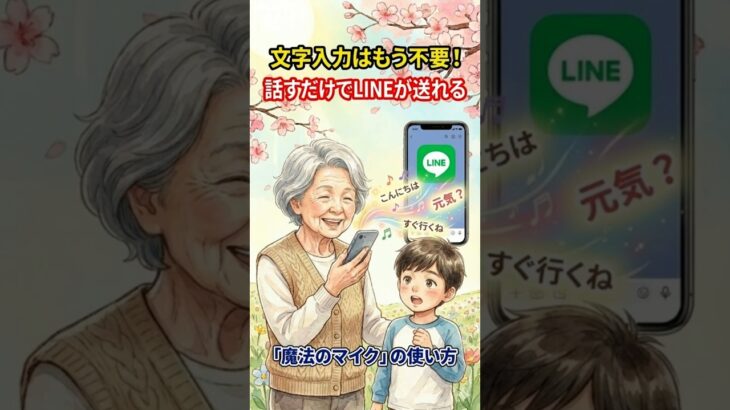 クイズ：【文字入力は不要】 話すだけでLINEが送れる「魔法のマイク」の使い方 #らくらくスマホ日和 #シニア #スマホ初心者 #スマホ教室 #散歩 #孫 #らくらくスマホ #Line #音声入力