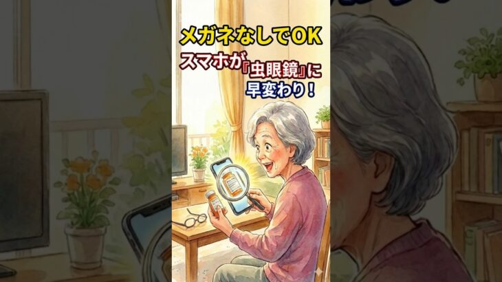 ショート：【メガネなしでOK】 スマホが『虫眼鏡』に早変わり！ #シニア #スマホ教室 #スマホ初心者