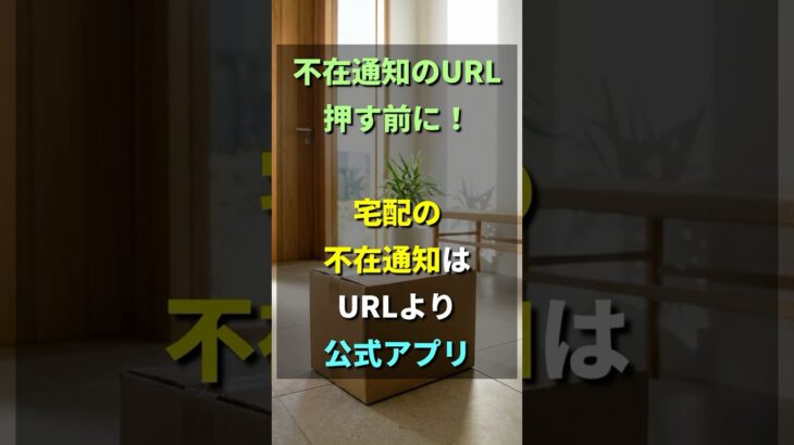 宅配の不在通知：URL押す前に公式アプリ #シニア #高齢者 #注意喚起 #詐欺対策