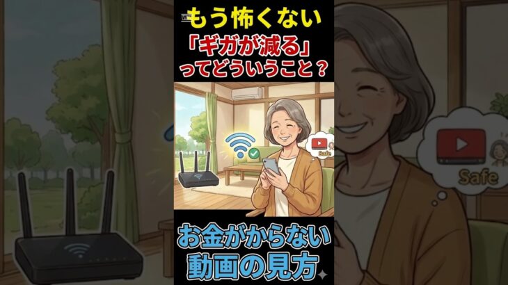 ショート：【もう怖くない】「ギガが減る」ってどういうこと？お金がかからない動画の見方 #シニア #幸せ #スマホ教室
