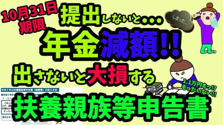 老後の年金 提出しないと年金減額!! 出さないと大損する【扶養親族等申告書】○○さえ理解すれば簡単に節税できる!!