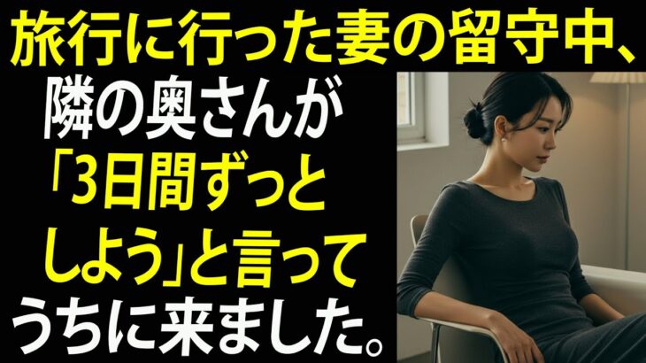 【シニア恋愛】「妻が旅行に行っている間、隣の奥さんから持ちかけられた提案は、とても断れるものではありませんでした。」