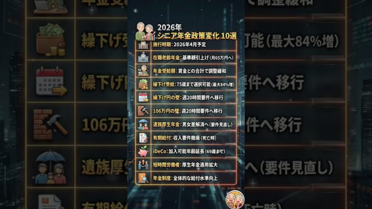 2026年4月から激変！シニア世代が絶対に知っておくべき年金改正10選