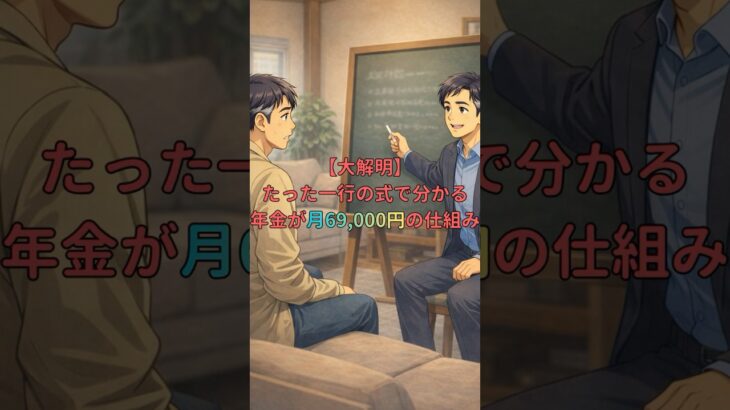 『一行の式で国民年金が月69,000円の仕組み分かる！！』 知ってましたか？　　　　　　　　　　　　　　　　　　　　　　　　　　　　　　　　#年金 #シニア＃老後＃アニメ＃高市早苗
