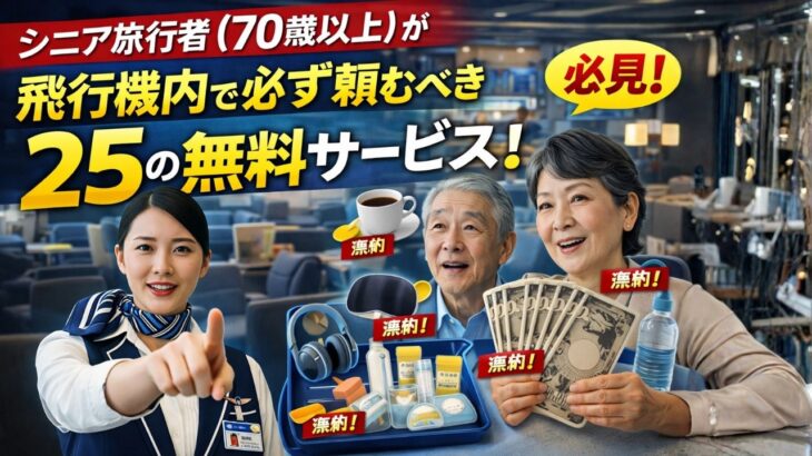 シニア旅行者（70歳以上）が飛行機内で必ず頼むべき25の無料サービス