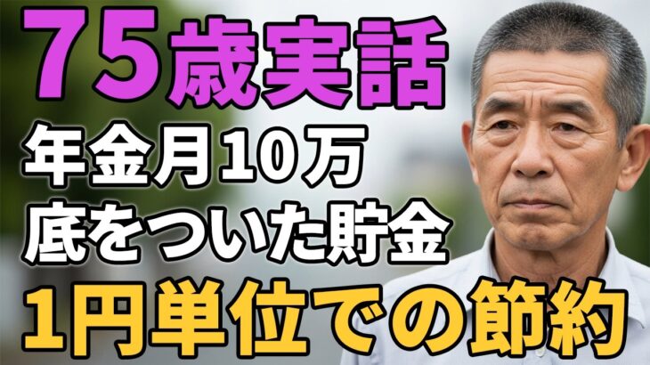 75歳男性。年金月10万底をついた貯金「1円単位での節約」と語る。