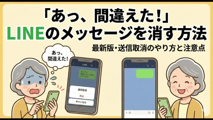 【スマホ初心者】LINEで間違えて送ったメッセージの消し方！最新版のやり方をやさしく解説｜オンライン講習会良いトコどり動画｜スマホ・タブレットの訪問レッスン「タクミ」
