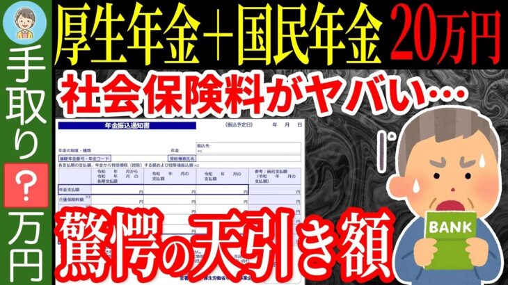 👘【2025年7月最新版】年金月20万円は社会保険料がこんなに天引きされる!？結局振り込まれるのは〇〇万円【年金手取り額】👘