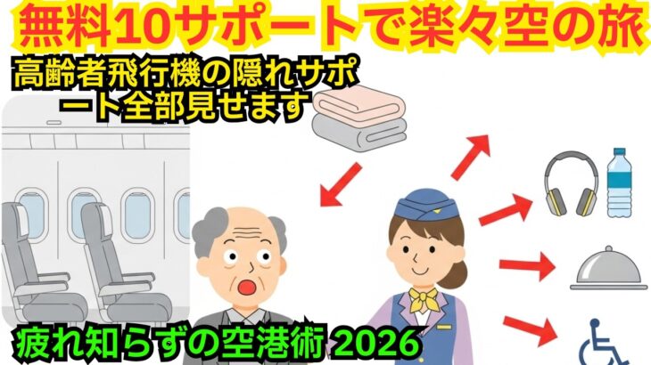 シニア旅行者必見！2026年 空港と飛行機で無料で頼める10のサポート【車椅子から優先搭乗まで】