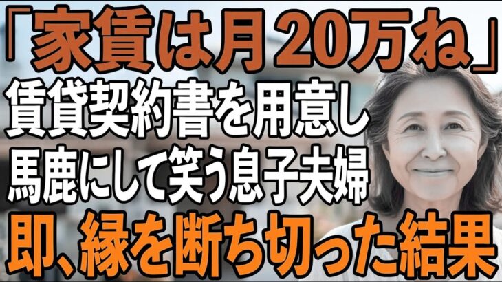 「同居するなら月20万お願い」賃貸契約書を手渡し、家賃を要求して嘲笑する息子夫婦。私は黙ってその場を去ると→援助も縁も断ち切ってやりました【シニアライフ】【60代以上の方へ】