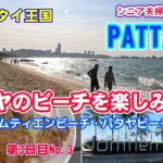 【シニア夫婦が行くパタヤ3日目】ジョムティエンビーチ・パタヤビーチで海水浴を楽しむため、早朝から活動開始。セイラーバーでステーキのランチ。フライドチキンで有名なお店を探索。屋台の串焼きにも挑戦。