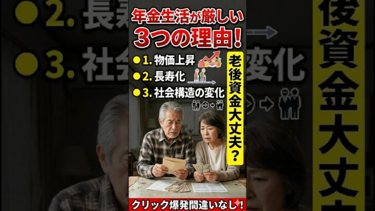 年金生活が厳しい3つの理由！物価上昇・長寿化・社会構造の変化を解説 #年金 #2026年最新情報 #シニアライフ