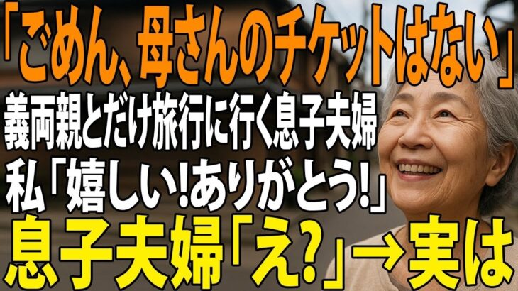 【シニアライフ義家族との家族旅行当日に息子「ごめん、母さんのチケットはないから留守番で！」私「嬉しい！ありがとう！」息子夫婦「え？」→実は】【60代以上の方へ】