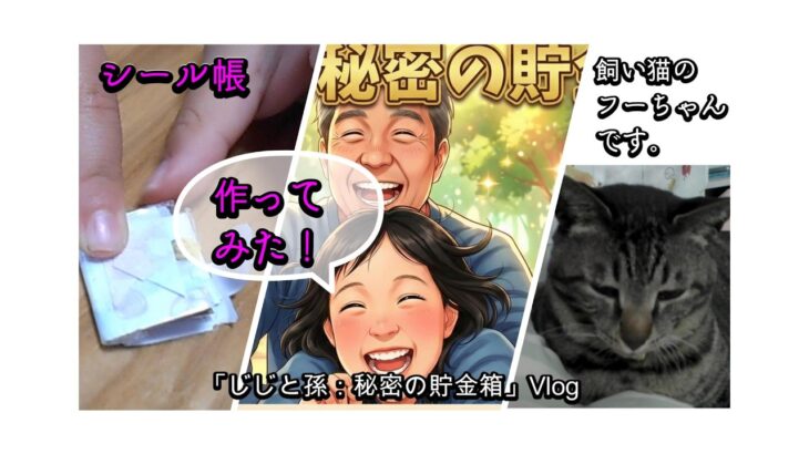 孫が一人で作ったシール帳。６０代シニア年金生活のじじ。お金を節約して孫と遊ぶ方法は。節約、貯金、殖やす大切さ。「じじと孫：秘密の貯金箱」#シニア,#60代,#日常,#DIY,#工作, #vlog ,