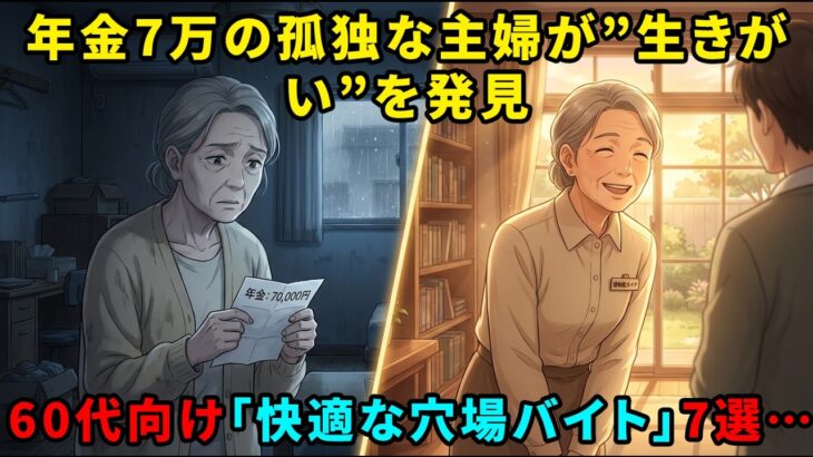 【シニアの働き方】年金月7万円、孤独な主婦が「働く楽しさ」と生きがいを見つけた奇跡の物語。60代におすすめの”快適な穴場バイト”7選！【朗読雑学 / シニアライフ】