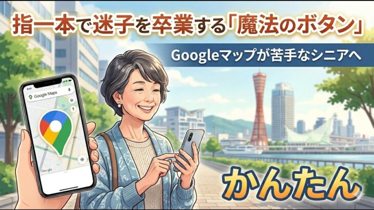 【あなたの知らない使い方】Googleマップが苦手なシニアへ！指一本で迷子を卒業する「魔法のボタン」の使い方！乗換案内も