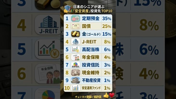 老後の備え！日本のシニアが選ぶ安全な投資先TOP10💰 #順位 #ランキング #投資 #資産運用 #シニア #お金 #貯金 #新NISA #老後 #家計