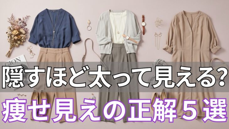 【絶対失敗しない】お腹が気になるシニア女性は今すぐ見てください！なぜか急に細く見える着こなし完全版｜シニアファッション｜中高年ファッション