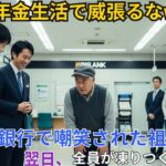 【スカッと】「年金生活で威張るなw」侮辱された祖父。「もういい」→翌日、銀行に100人の弁護士。【シニア】