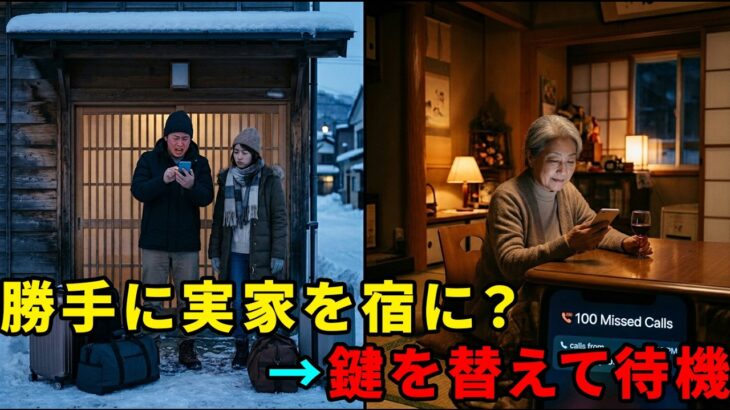 【シニア・スカッと】北海道旅行の宿に勝手に実家を決めた息子夫婦→鍵を替えて待ち構えた私に100件の鬼電が来た結果