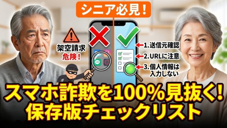 【決定版】スマホ詐欺を100%見抜く「最強チェックリスト」総まとめ｜シニア必見！印刷して使える保存版