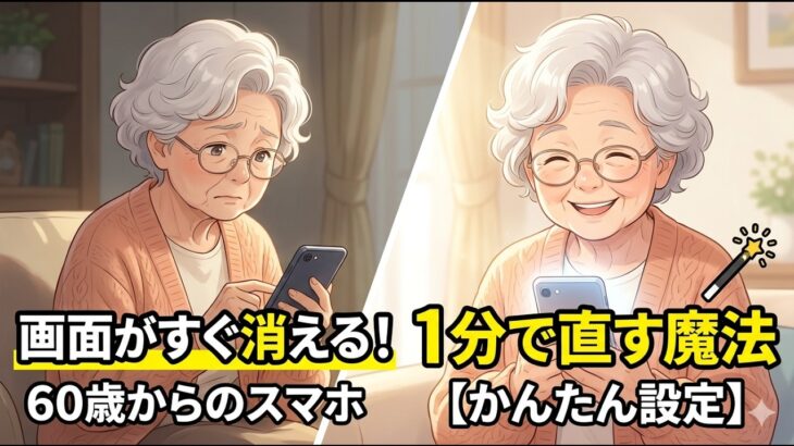 【スマホ初心者】画面がすぐ消える！真っ暗になる！を1分で直す魔法の設定（60歳からのスマホ術）