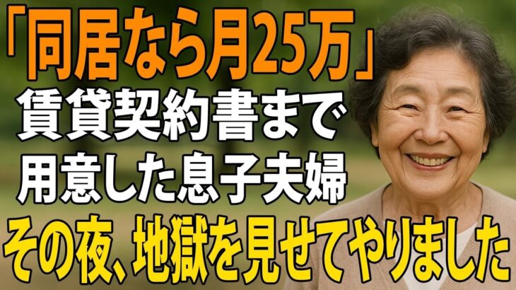 「同居したいなら家賃月25万」賃貸契約書まで用意する息子夫婦。私は静かに微笑みその夜、逆に追い出してやりました→実は私は【シニアライフ】【60代以上の方へ】