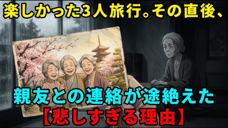 【シニアの友人関係】親友と3人で旅行後、なぜか連絡がパッタリ途絶えた…。小さな亀裂が大きな溝になった、悲しすぎる末路【朗読】