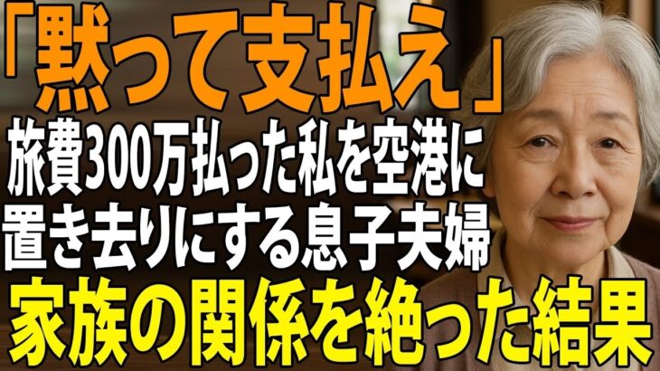 【シニアライフ】家族旅行当日、私に300万円の旅費だけ出させて空港に置き去りにする息子夫婦。息子嫁「家族だけで旅行楽しんでくるわ」→家族の関係を絶って永遠に姿を消した結果【60代以上の方へ】