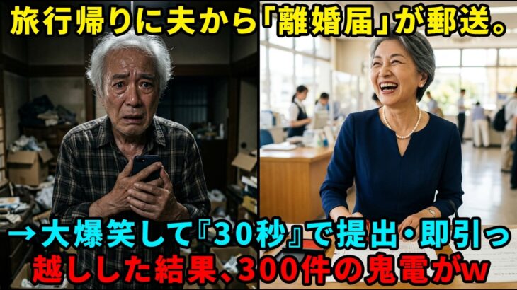 友人とのシニア旅行から帰ると夫から郵送で離婚届が「郵便でーす」→大爆笑し30秒で提出、即引っ越しすると半狂乱の夫から300件の鬼電が   【シニアライフ】【60代以上の方へ】