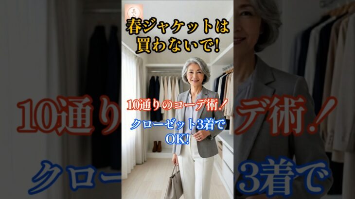 👉 春ジャケットは買わないで！クローゼット3着で10通りのコーデ術 #60代ファッション #春コーデ #着回し#シニアファッション#ジャケットコーデ#春ジャケット#クローゼット#美人塾#60代スタイル