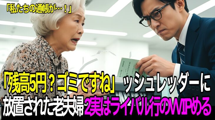 【スカッと】「年金口座は5円残高？捨てておきますね」シュレッダーにかけられ閉店まで放置された老夫婦→全額をライバル銀行へ「この銀行潰します」頭取顔面蒼白【シニア】