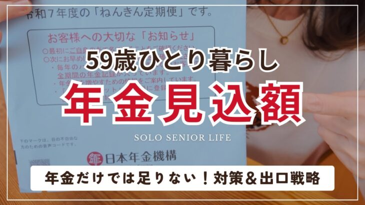 【ねんきん定期便】59歳一人暮らしの年金見込額公開します｜老後のリアルな現実｜今後の対策＆出口戦略